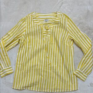 Style & Co. Yellow and White Striped Blouse M